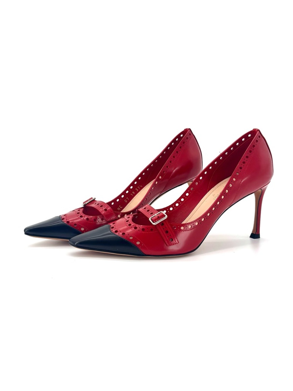 Christian Dior Spectadior Buckle Brogue Maryjane Cap Toe Pointed Toe Pumps 37.5